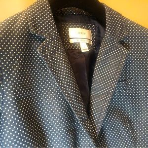 J Crew Blazer Size 2 Navy with White Polka Dots